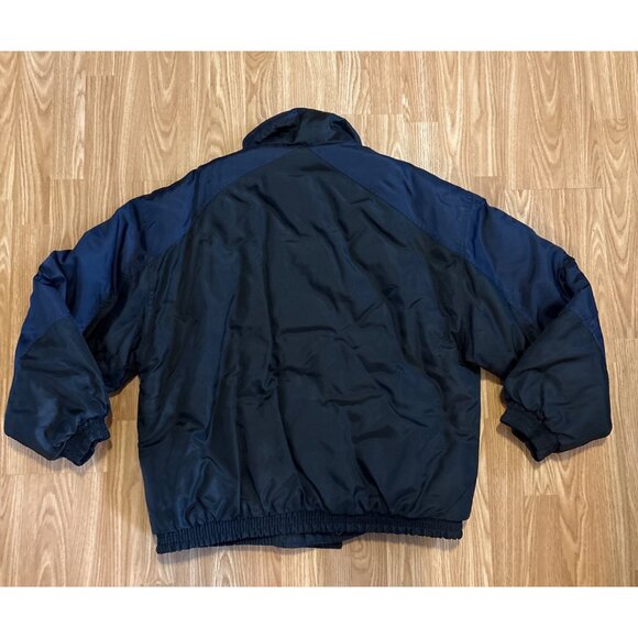 New Face Coat Mens XL Nylon Jacket Navy Black Red Insulated Vtg Y2K Colorblock - Picture 2 of 6